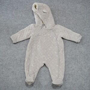 Nordstrom 3M Winter Pram Suit Baby Grey Excellent Quilted Hooded Bunting Footed